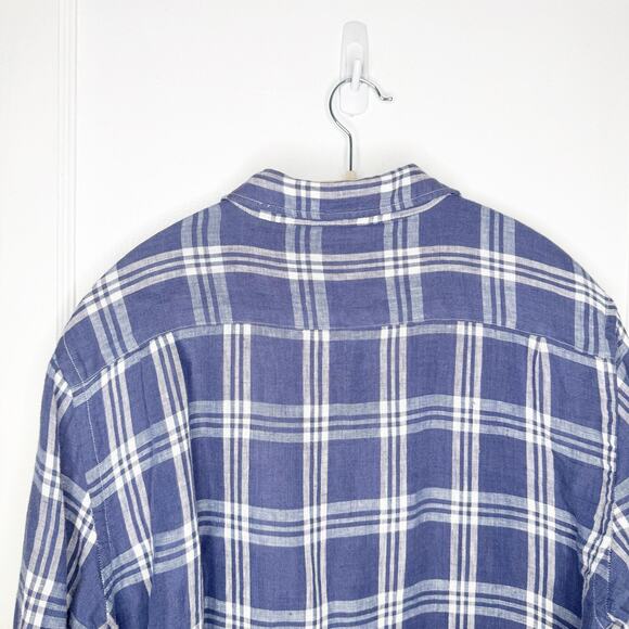 Faherty Men’s Linen Laguna Shirt Button Down Collared Jetty Plaid Blue Medium M - Picture 13 of 15